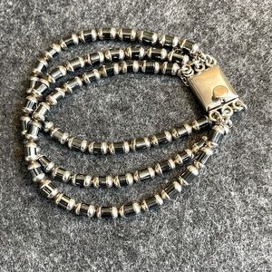 Silpada 925 Sterling Silver Hematite 3 Strand Bracelet